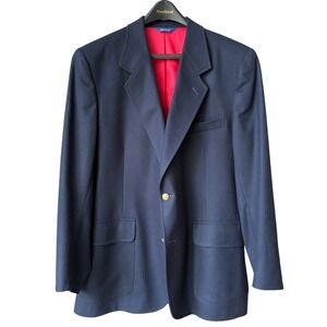 Vintage Pendleton 100% Wool Blazer Sport Coat Mens 44 Navy Blue Gold Buttons USA
